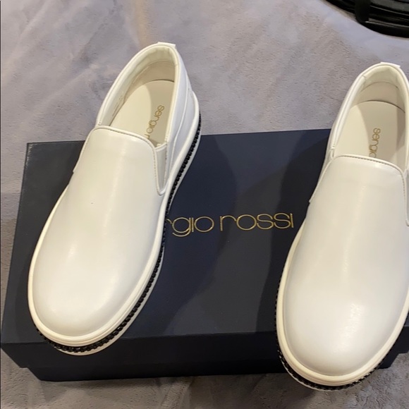 Sergio Rossi Low Top Sneakers White Size 40 NWT